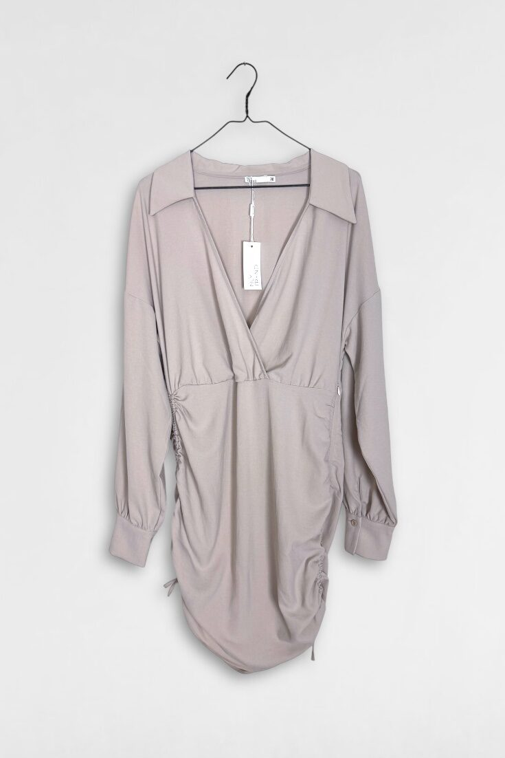 Klänning med krage / 38 / beige